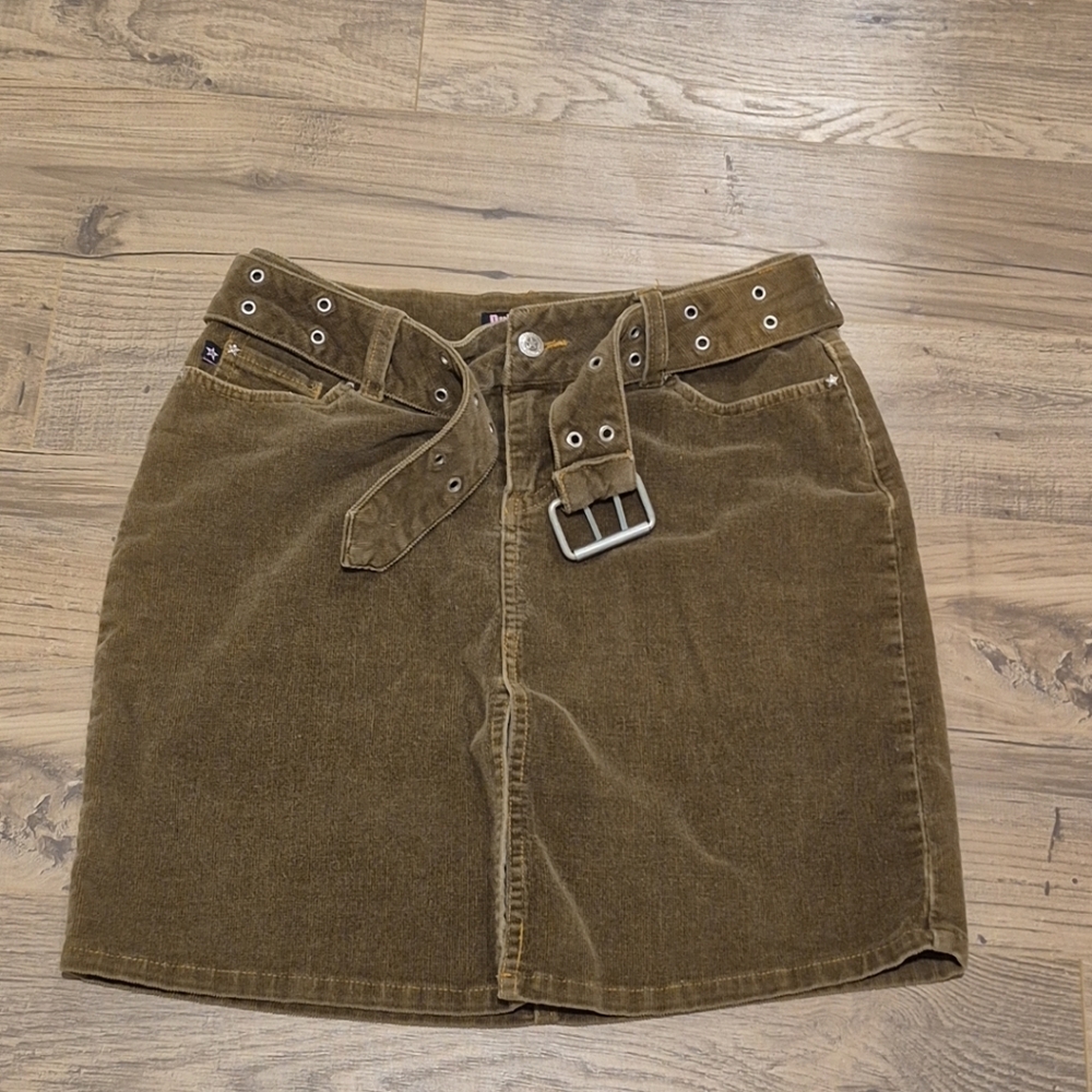 Bubblegum Vintage Y2K Corduroy Belted Mini Skirt Brown Size 1/2